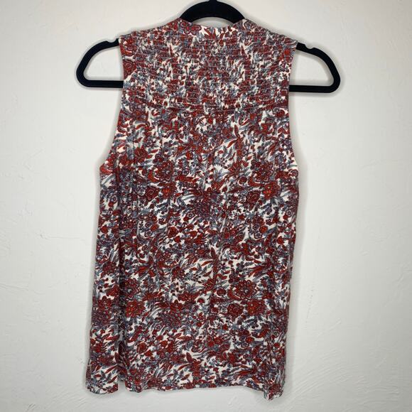 Lucky Brand Red Gray Floral Blouse Sz Small - Picture 6 of 9
